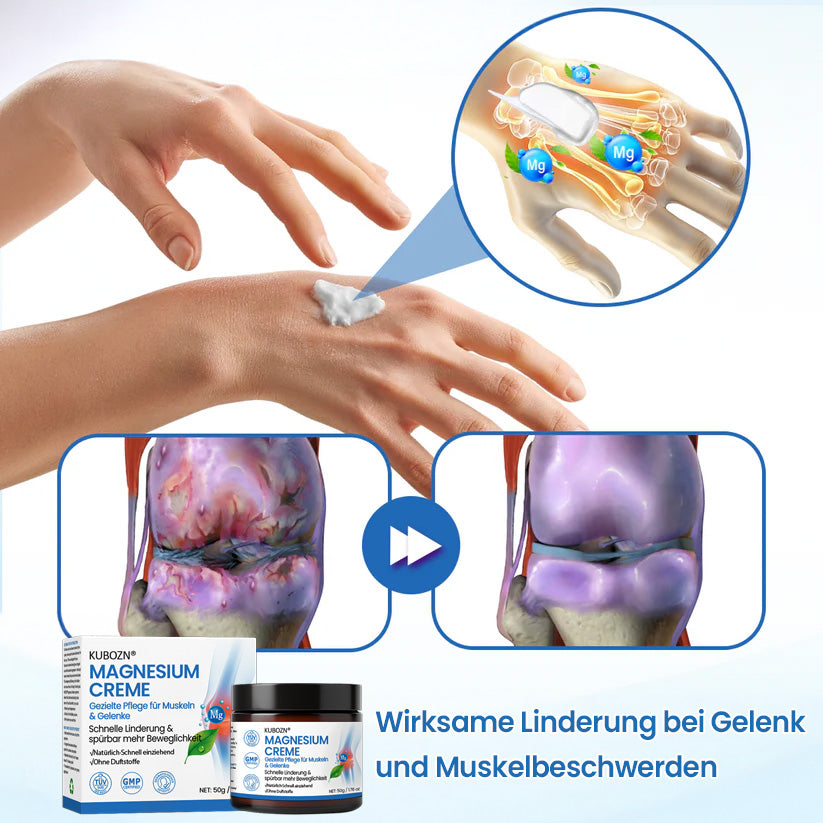 KUBOZN® Magnesium Creme – Spürbare Pflege & Entlastung für Muskeln & Gelenke | Hergestellt in Deutschland